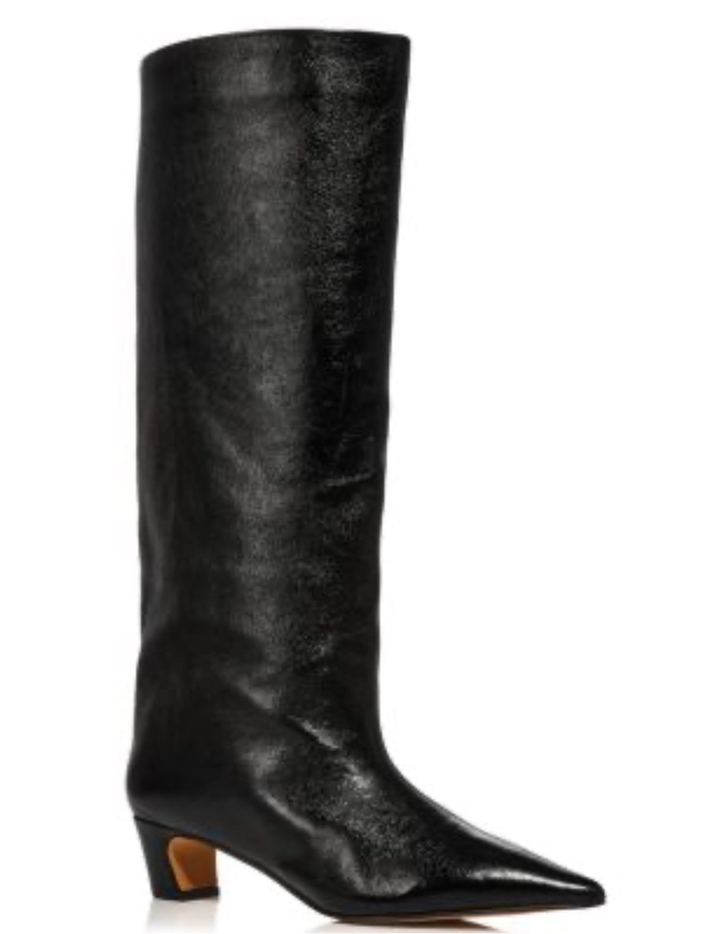 AQUA Black Knee-High Pointed Toe Leather Boots PULL ON POINTU TOE SIZE 9.5